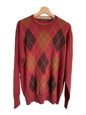 Northern Isles Sweater Men M Silk Casmere Blend Argyle Diamond Golf Dad Grandpa